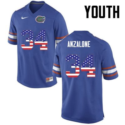 Youth Florida Gators #34 Alex Anzalone NCAA Nike Blue USA Flag Fashion Authentic Stitched College Football Jersey CIF5262PX